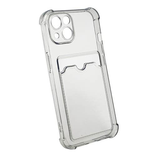 Чехол-силикон card holder iphone 15 plus темно-прозрачный