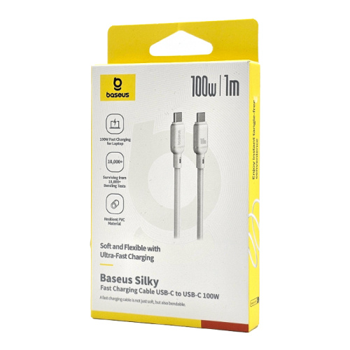 Кабель baseus silky c/с 100w 1m белый (cb000114)