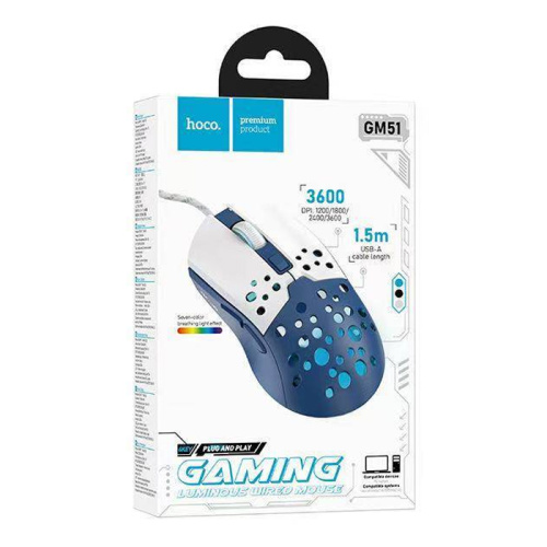 Мышь hoco gm51 беспроводная бело-синяя