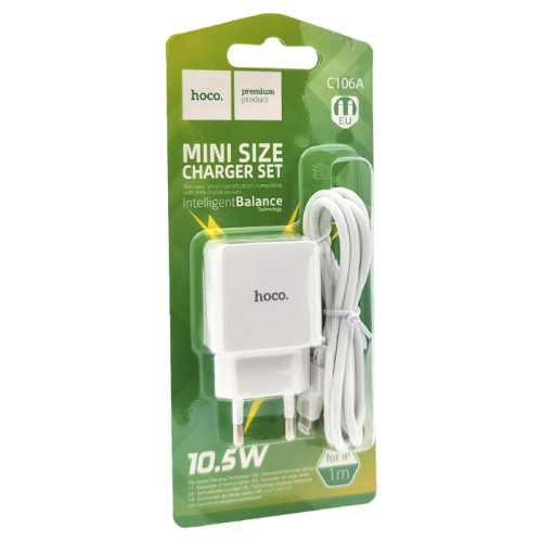 Сзу hoco c106a lightning (usb/10.5w) белое
