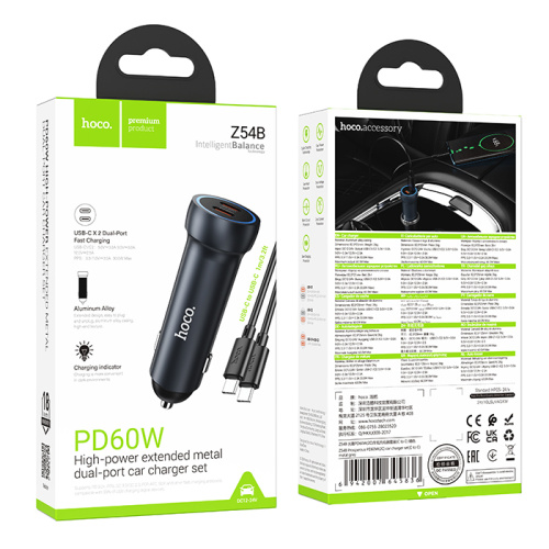 Азу hoco z54b type-c/type-c(usb/pd/60w) черный
