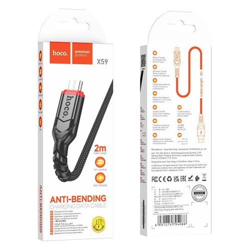 Кабель usb hoco x59 micro 2м черный