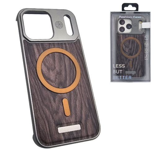 Чехол-крышка #18 fashion wood magsafe для iphone 17 pro коричневый