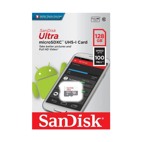 Micro sd 128gb sandisk class 10 ultra light uhs-l (100 mb/s) без адаптера 