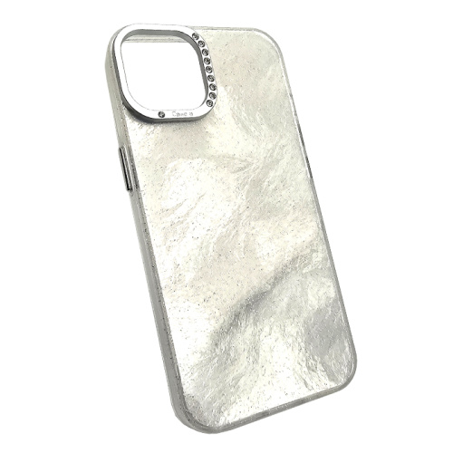 Чехол-крышка marble для iphone 14 серебристый