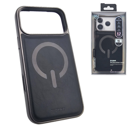 Чехол-крышка #22 njoyny leather magsafe для iphone 17 pro черный