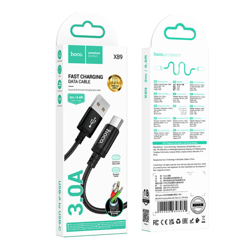 Кабель usb hoco x89 type-c 2m (2.4a) черный