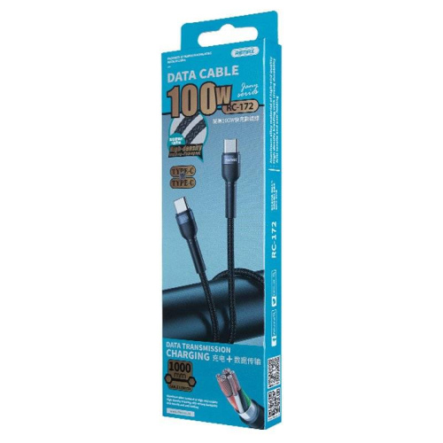 Кабель remax rc-172 c/c 100w 1m черный