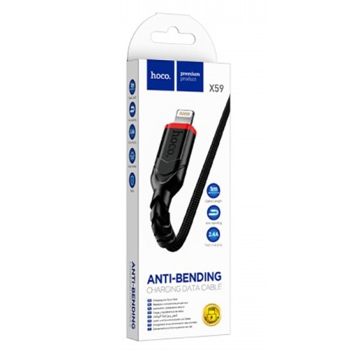 Кабель usb hoco x59 lightning 2.4a черный