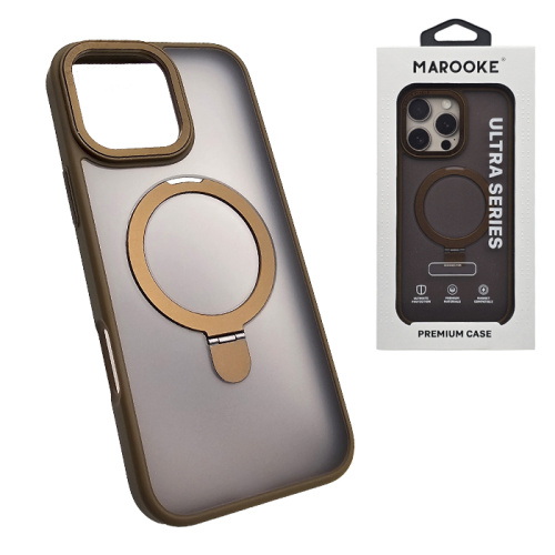 Чехол-крышка marooke m02 с подставкой 360 для iphone 16 pro max коричнево-черный