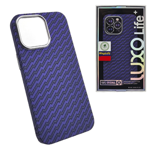 Чехол-крышка luxo life карбон zigzag magsafe iphone 13pro max фиолетовый