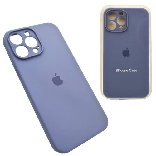 Чехол-силикон silicone case аналог (cam.protec) для iphone 13 pro max темно-голубой