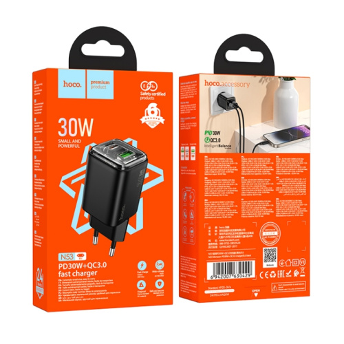 Сзу hoco n53 (pd30w/qc3.0) черный