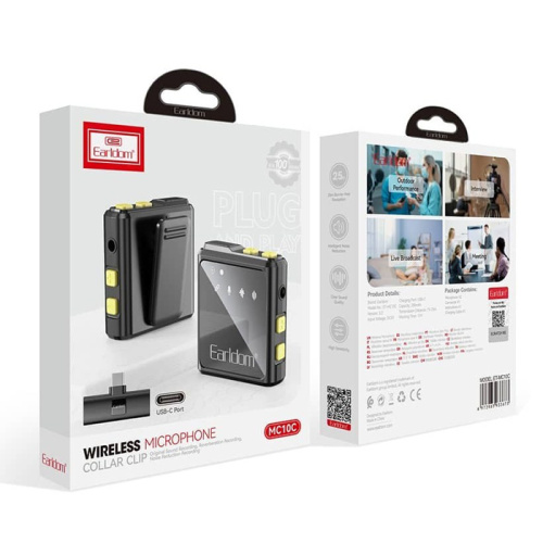 Петличный микрофон earldom mc10c type-c черный