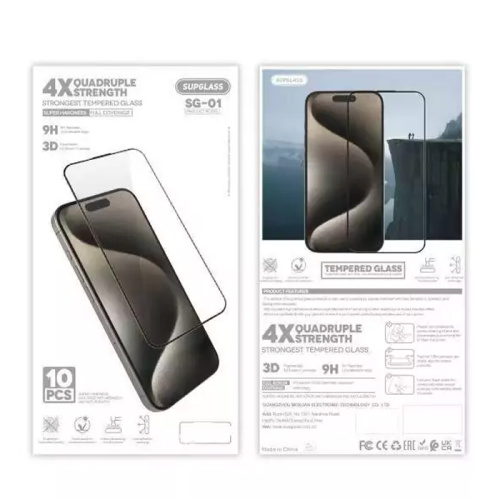 Стекло supglass sg-01 (4x quadruple strength) для iphone 17 pro черное