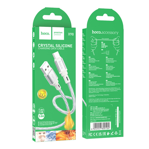 Кабель usb hoco x98 type-c (2.4a) серый