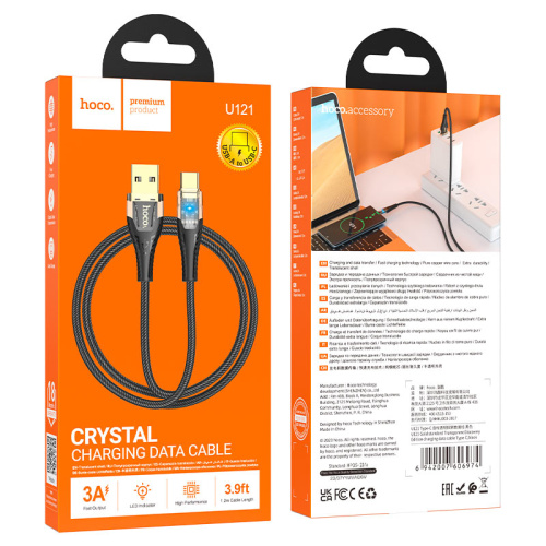 Кабель usb hoco u121 type-c черный