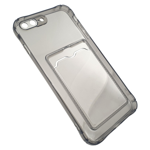 Чехол-силикон card holder iphone 7/8 plus темно-прозрачный