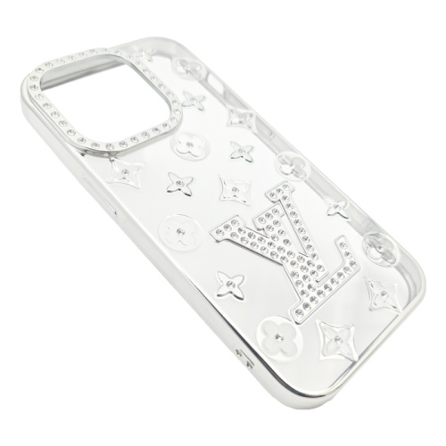 Чехол-силикон louis vuitton стразы для iphone 14 pro (6.1) серебристый
