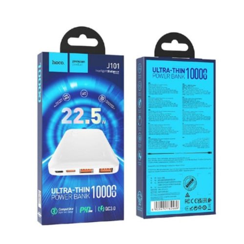 Пзу hoco j101 10000mah (pd20w/qc3.0) белый