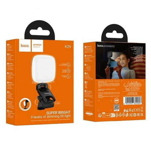 Накамерный свет для смартфона hoco k29 черный