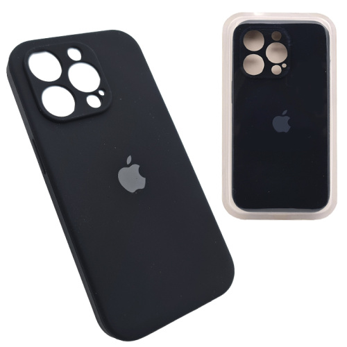 Чехол-силикон silicone case аналог (cam.protec) для iphone 14 pro max черный