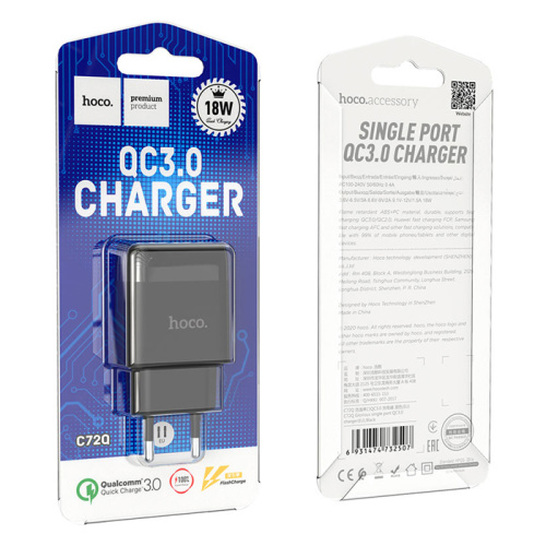 Сзу hoco c72q (usb/18w/3a) черное