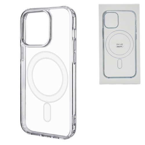 Чехол-силикон clear case magsafe (magnetic) для iphone 15 pro прозрачный 