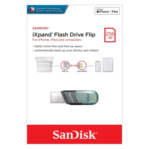 256gb (3.1) usb/l sandisk ixpand flash drive flip серая