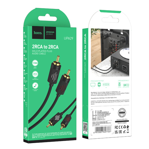 Шнур 2rca/2rca hoco upa29 1.5м черный