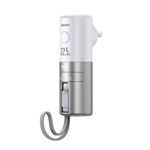 Remax boundless series 22.5w type-c cabled fast charging power bank/adapter/holder rpp- 627 (5000mah) white