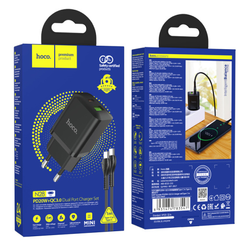 Сзу hoco n38 c/c (pd20w/qc3.0) черное