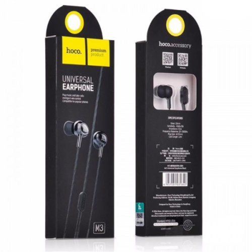 H/f (3.5mm) hoco m3 universal с микрофоном черные