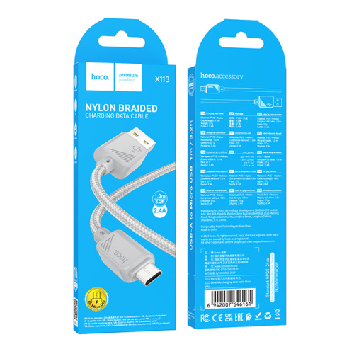 Кабель usb hoco x113 micro серый (***)