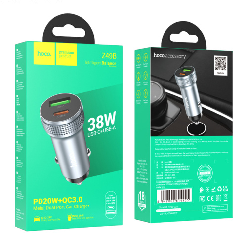 Азу hoco z49b (usb/pd/38w) серое