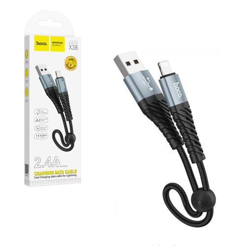 Кабель usb hoco x38 lightning 0,25m черный