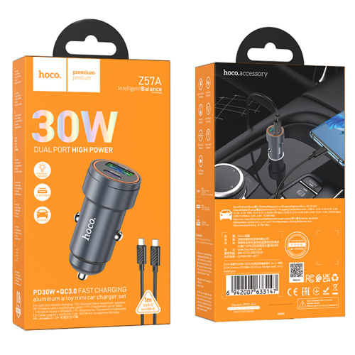 Азу hoco z57a type-c на type-c (pd30w/qc3.0) серый