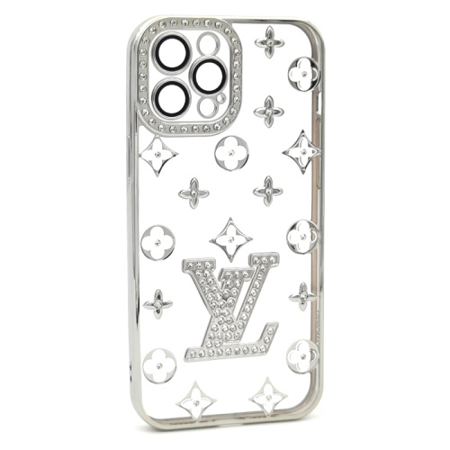 Чехол-силикон louis vuitton стразы для iphone 12 pro max (6.7) серебристый