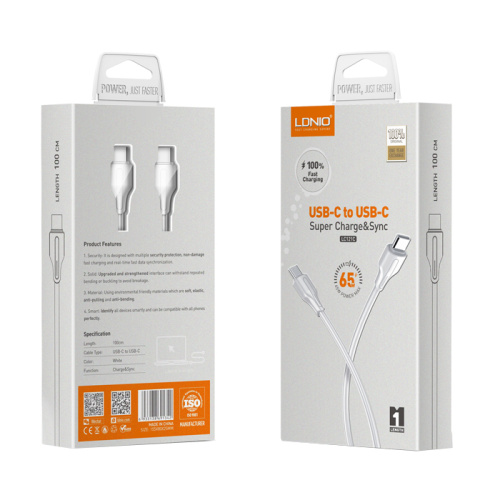 Кабель ldnio lc121c type-c на type-c (65w) 1m белый