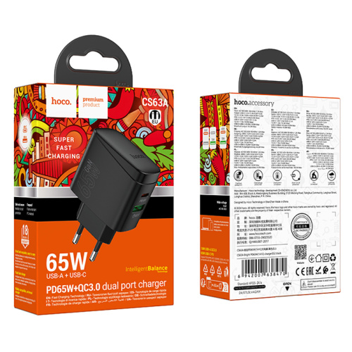 Сзу hoco cs63a usb/c (65w) черное