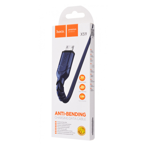 Кабель usb hoco x59 micro 2,4a синий (***)