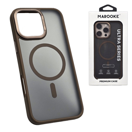 Чехол-крышка marooke m09 матовый с круглой металлическ рамкой для iphone 16 pro max коричневый (***)