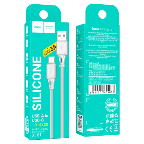 Кабель usb hoco x101 type-c серый