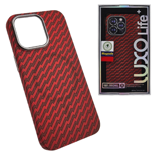 Чехол-крышка luxo life карбон zigzag magsafe iphone 15 красный