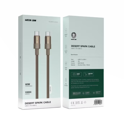 Кабель green lion пустынный spark type-c/type-c (60w) золотистый