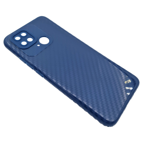 Чехол-силикон глянец carbon xiaomi redmi 10c синий