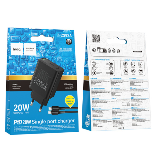 Сзу hoco cs93a (type-c to type-c 30w) черное