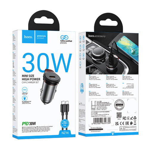 Азу hoco nz16 type-c/type-c (pd30w) серый