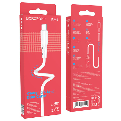 Кабель usb borofone bx48 type-c белый
