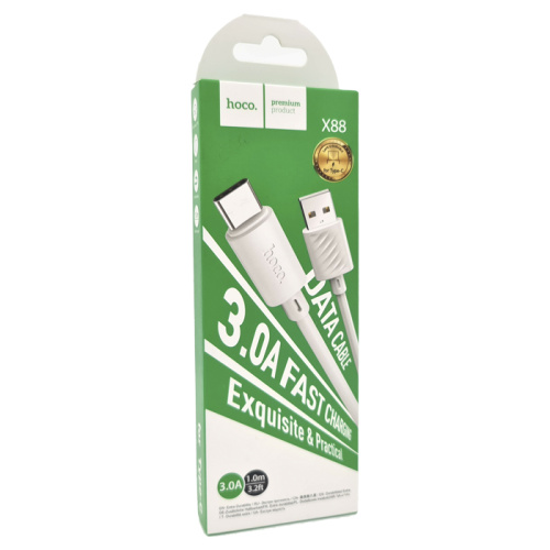 Кабель usb hoco x88 type-c (3.0a/1m) белый